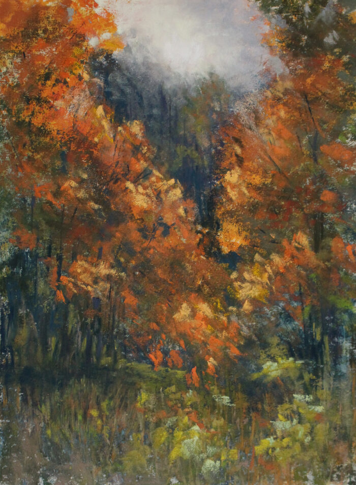 Autumn's Evening Light - an original soft pastel painting by Valerie McKeehan