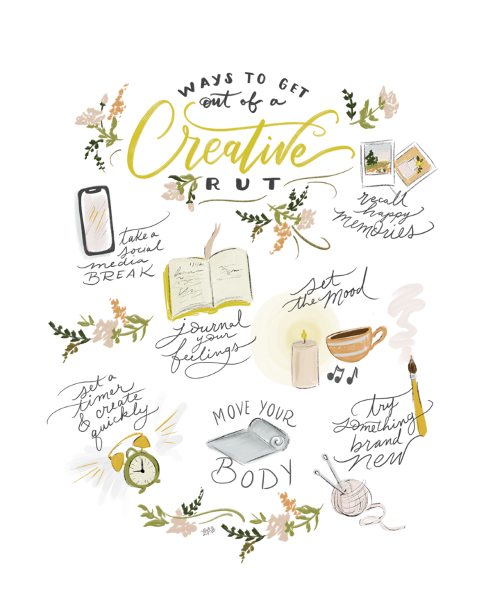 Ways to Get Out of a Creative Rut - Hand Lettered Art Print for your Studio or Office