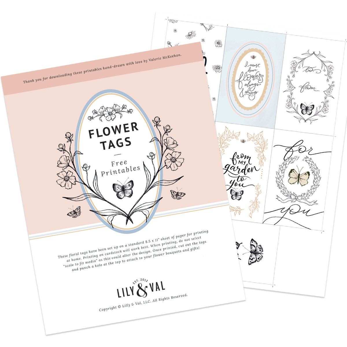 Free Printable Flower Bouquet Tags - Lily & Val Living